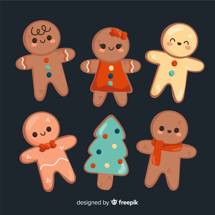 Vector gratuito colección de galletas de hombre de pan de jengibre