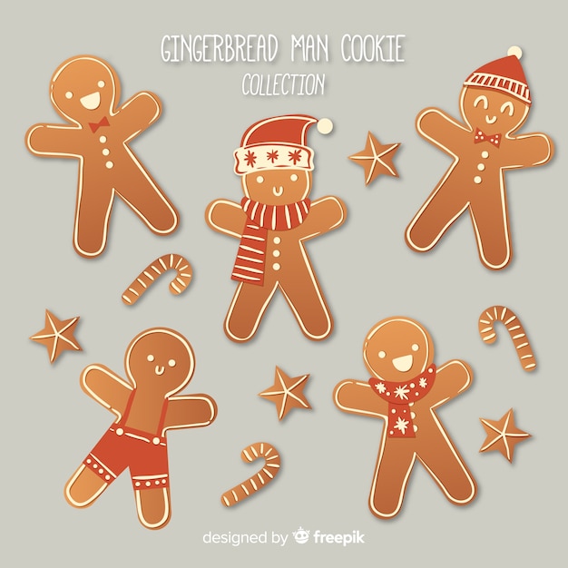 Vector gratuito colección galletas pan de jengibre deliciosas