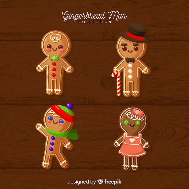 Vector gratuito colección galletas pan de jengibre navideñas