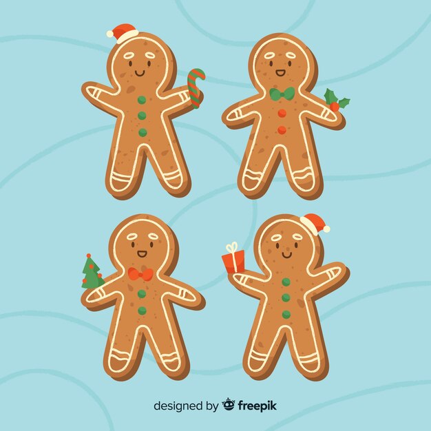 Colección galletas pan de jengibre sonrientes