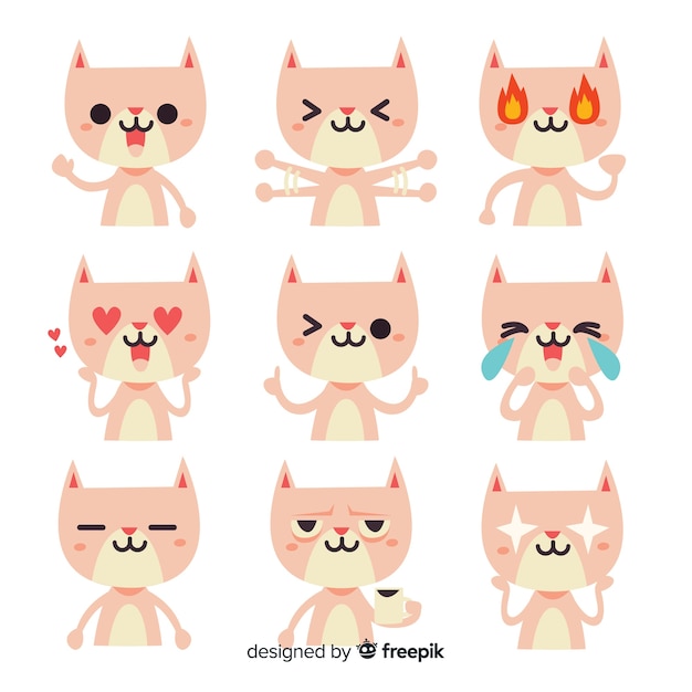 Vector gratuito colección gatos kawaii dibujados a mano