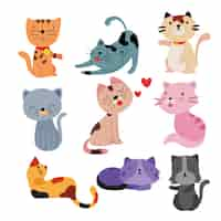 Vector gratuito colección de gatos sonrientes