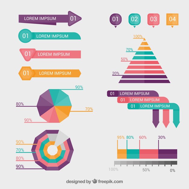 Colección de geniales elementos infográficos coloridos