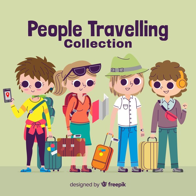 Colección gente adorable viajando
