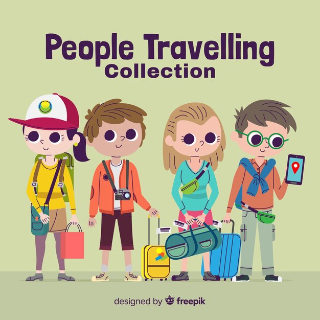 Colección gente adorable viajando