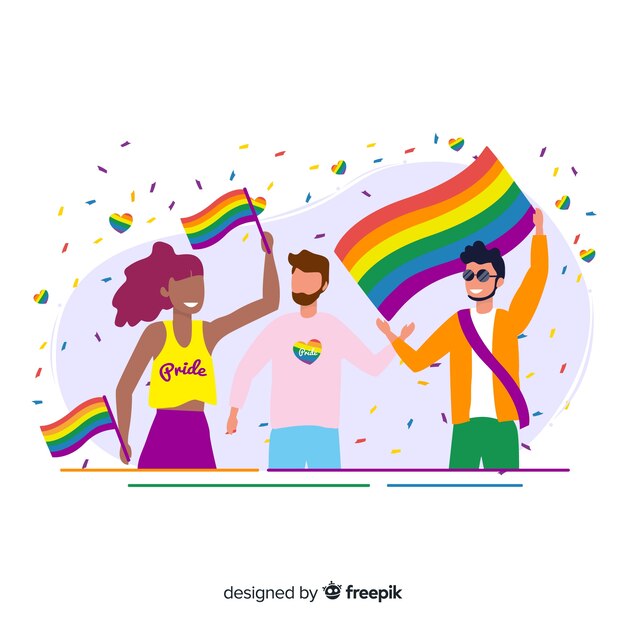 Colección gente celebrando el día del orgullo