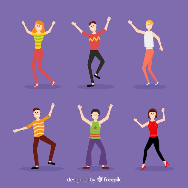 Vector gratuito colección gente joven bailando dibujada a mano