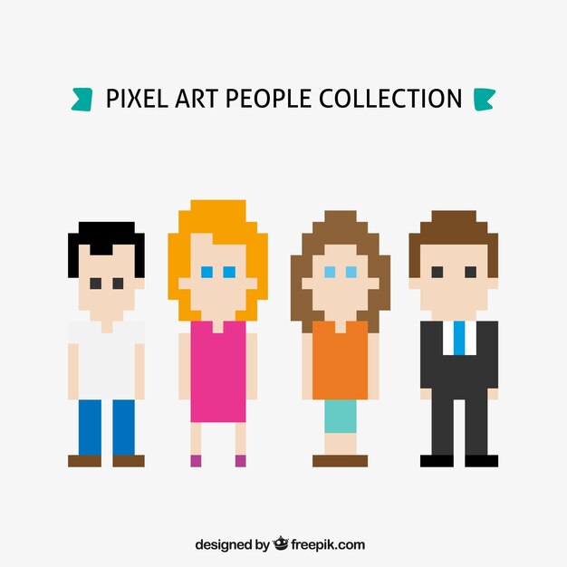 Colección de gente pixelada 