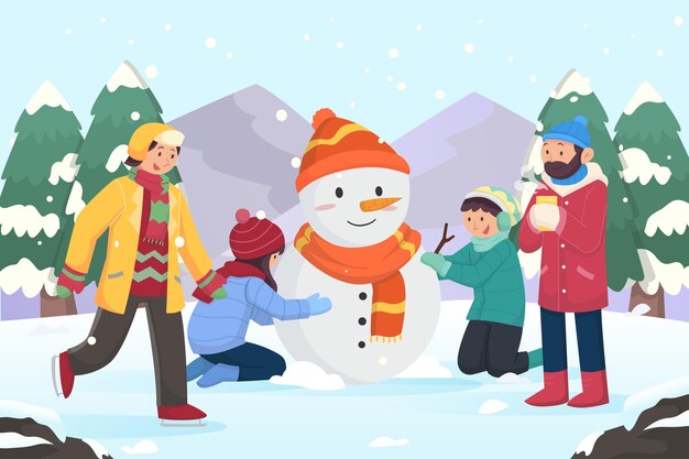 Colección gente plana invierno