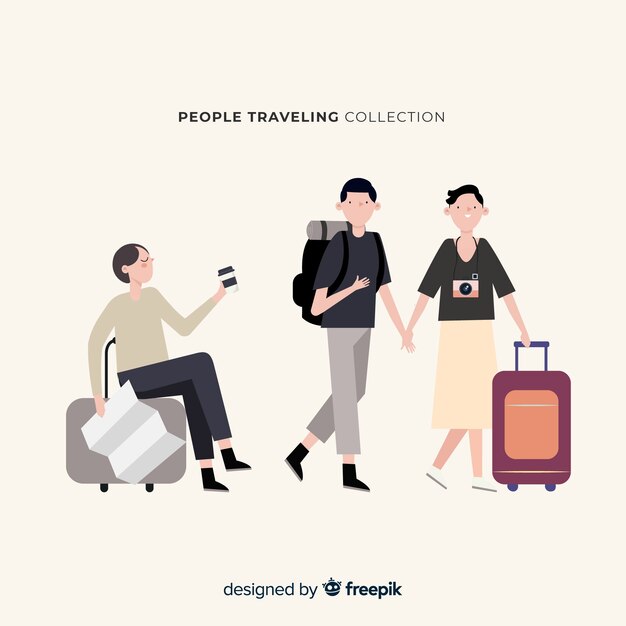 Colección gente viajando dibujada a mano