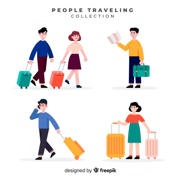 Colección gente viajando plana