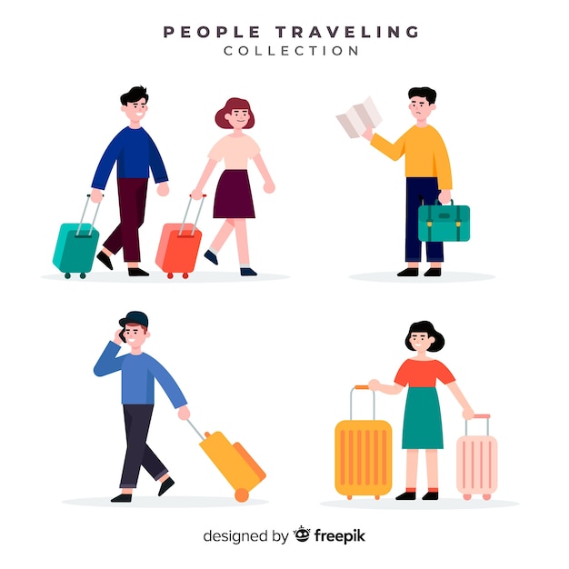 Colección gente viajando plana
