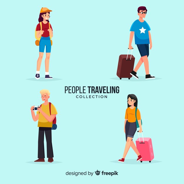 Colección gente viajando