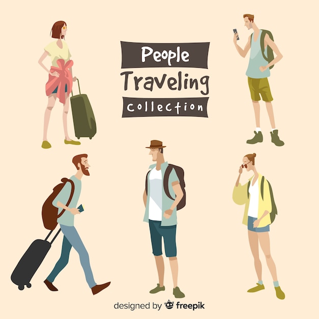 Colección gente viajando