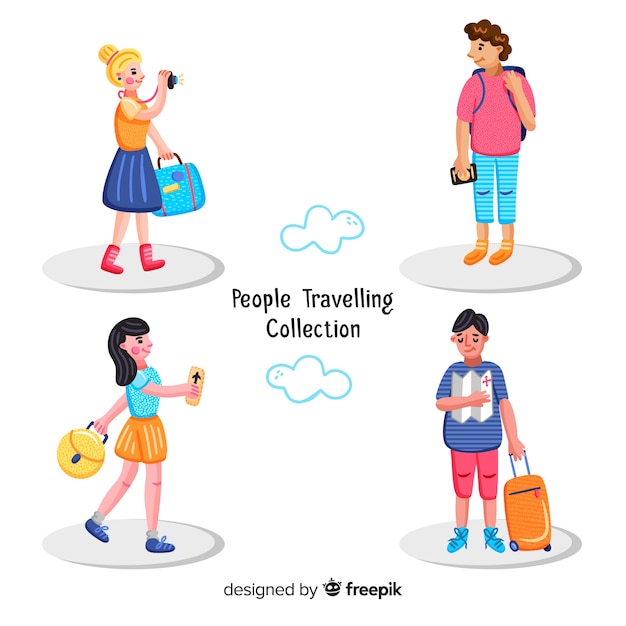 Colección gente viajando