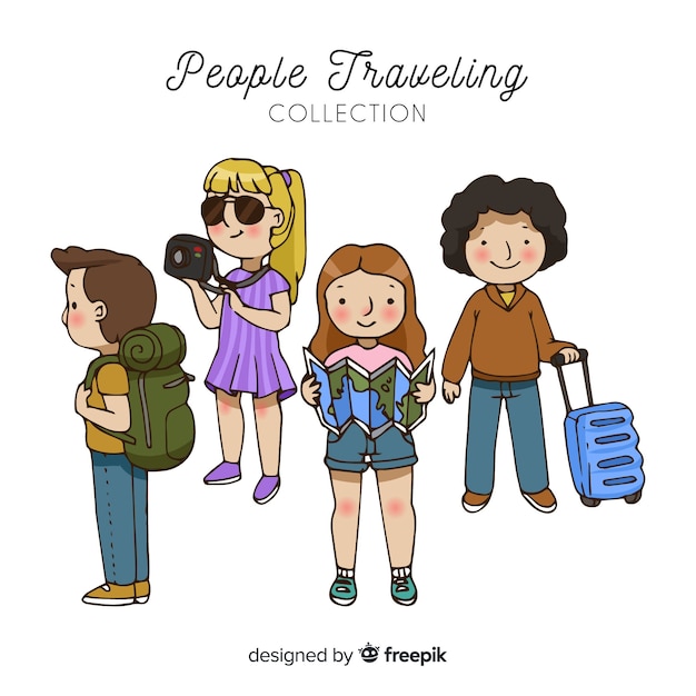 Colección gente viajando