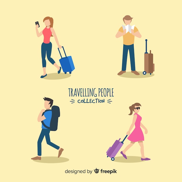 Colección gente viajando