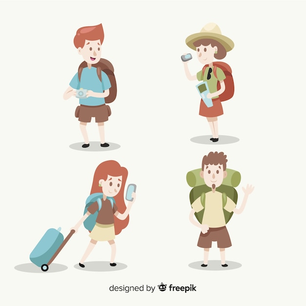 Colección gente viajando
