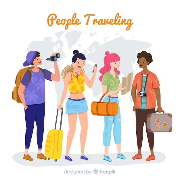 Colección gente viajando