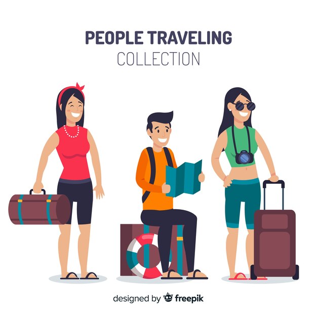 Colección gente viajando