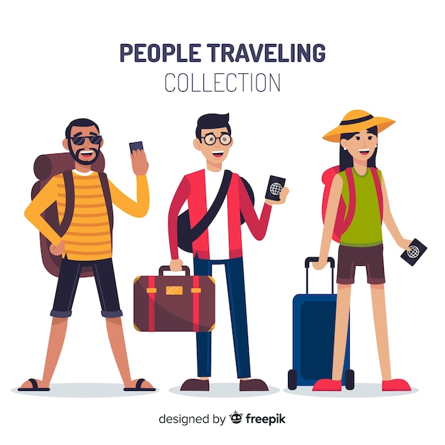 Colección gente viajando