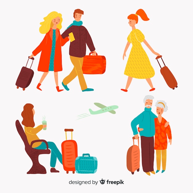 Colección gente viajando