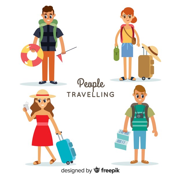 Colección gente viajando