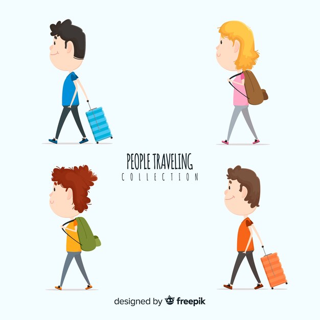Colección gente viajando