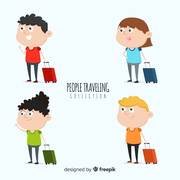 Colección gente viajando