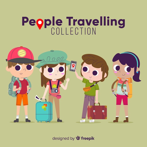 Colección gente viajando