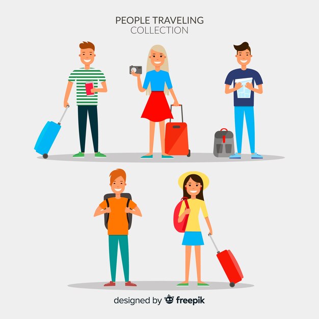 Colección gente viajando