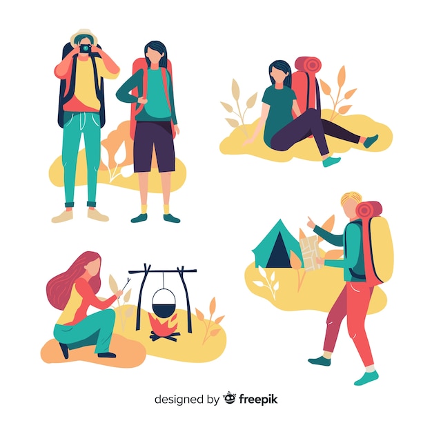Colección gente viajando