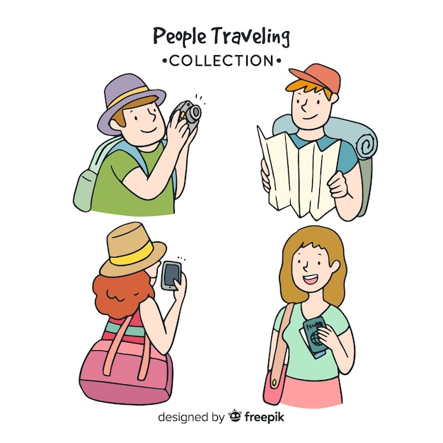 Colección gente viajando