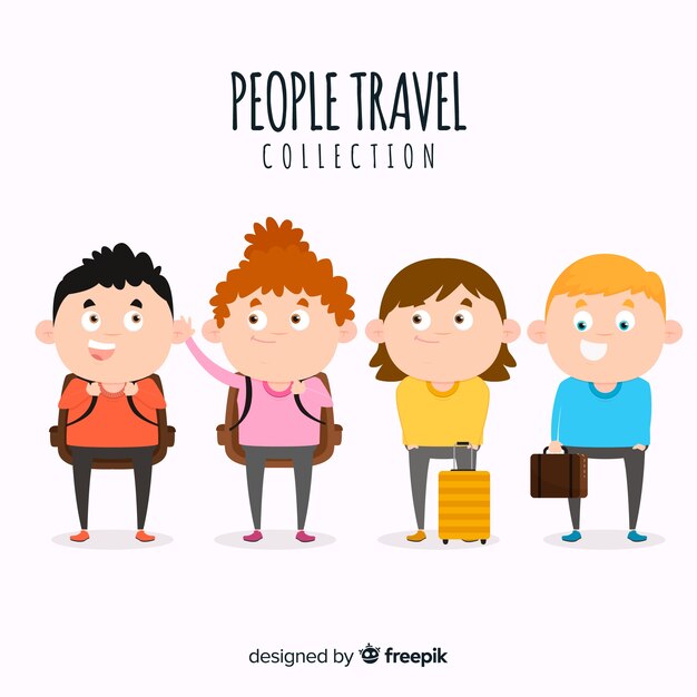 Colección gente viajando