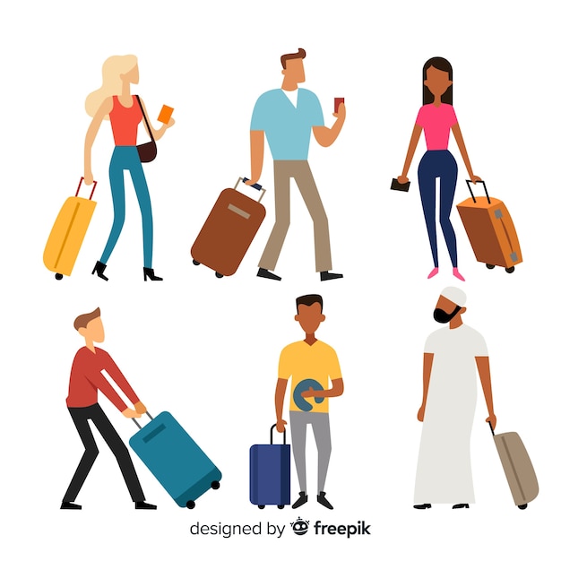 Colección gente viajando