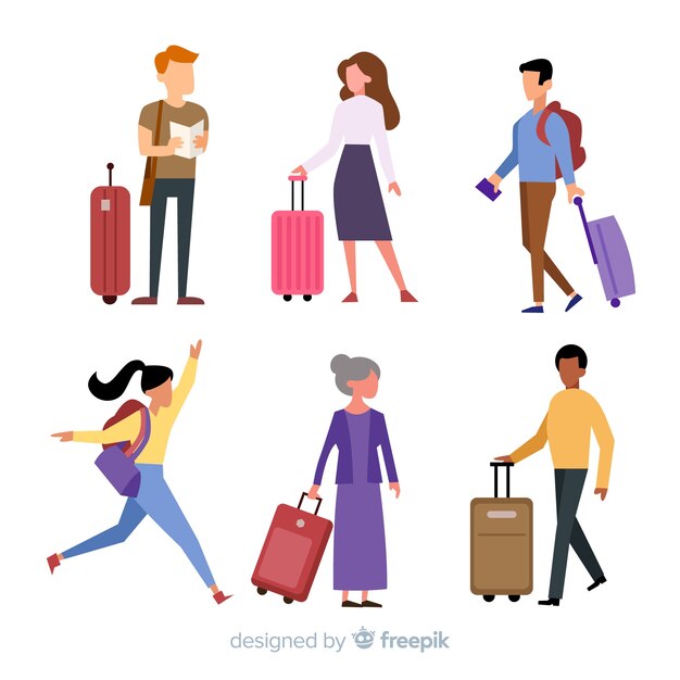 Colección gente viajando