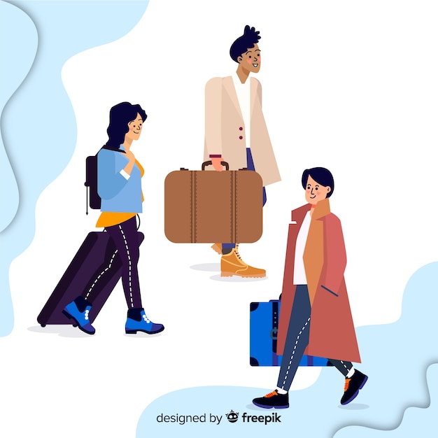 Colección gente viajando