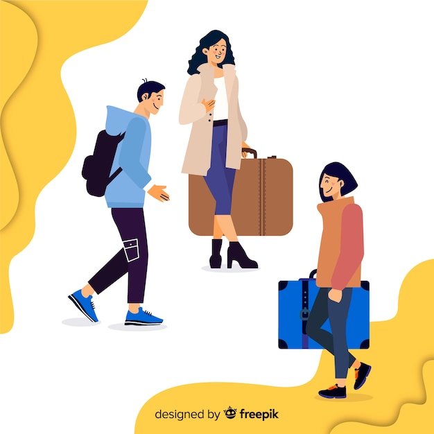 Colección gente viajando