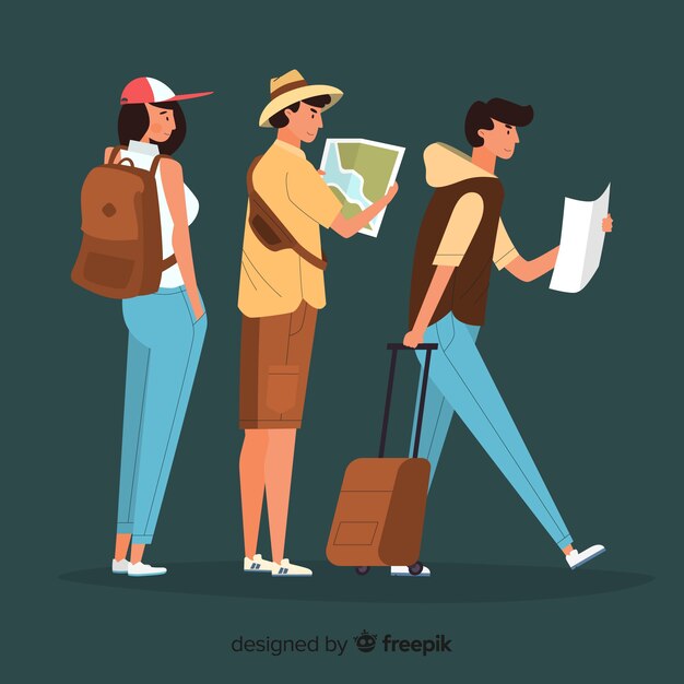 Colección gente viajando
