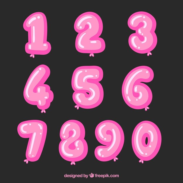 Colección de globos de números coloridos