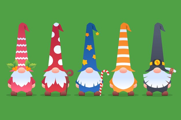 Colección de gnomos navideños degradados