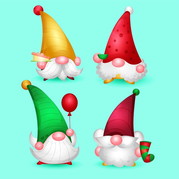 Colección gnomos navideños dibujados a mano