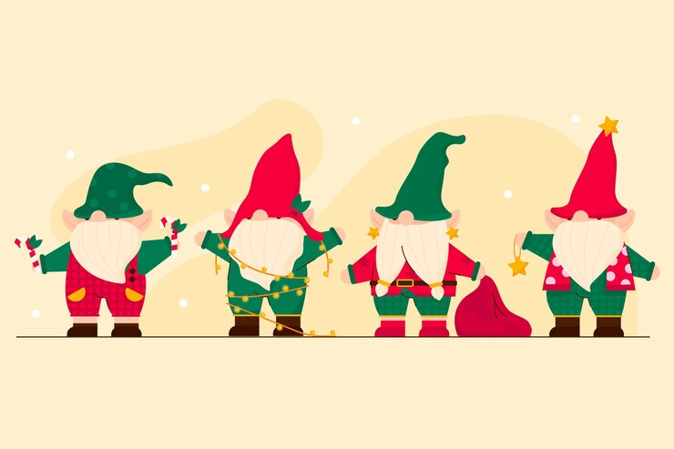Vector gratuito colección gnomos navideños planos dibujados a mano
