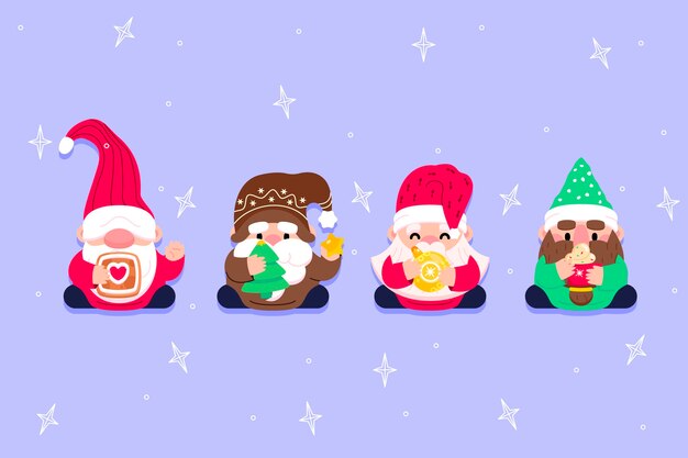 Colección gnomos navideños planos