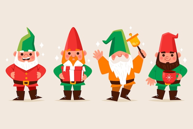 Colección gnomos navideños planos