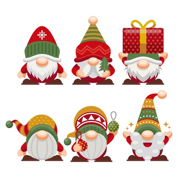 Colección gnomos navideños planos