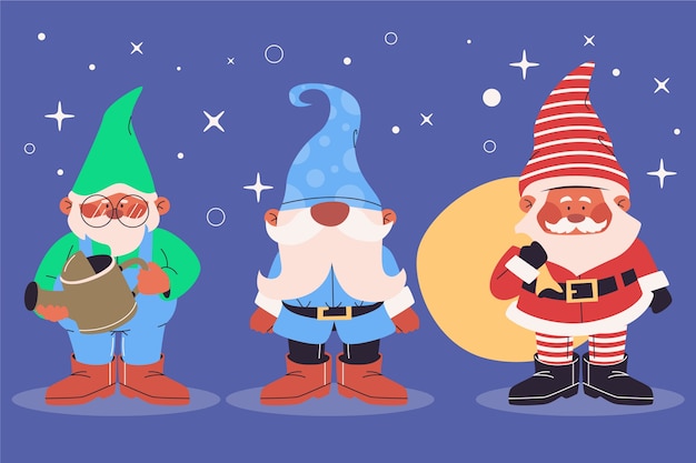 Colección gnomos navideños planos