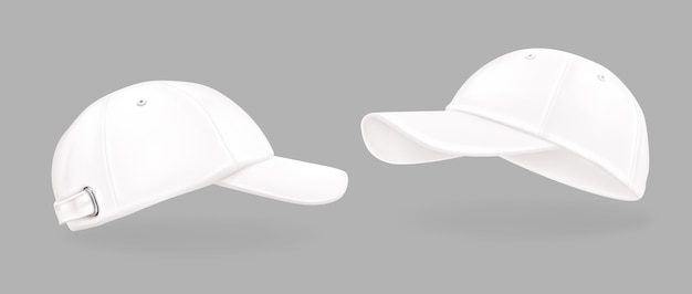 Colección de gorras blancas realistas