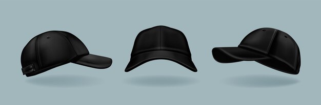 Colección de gorras negras realistas