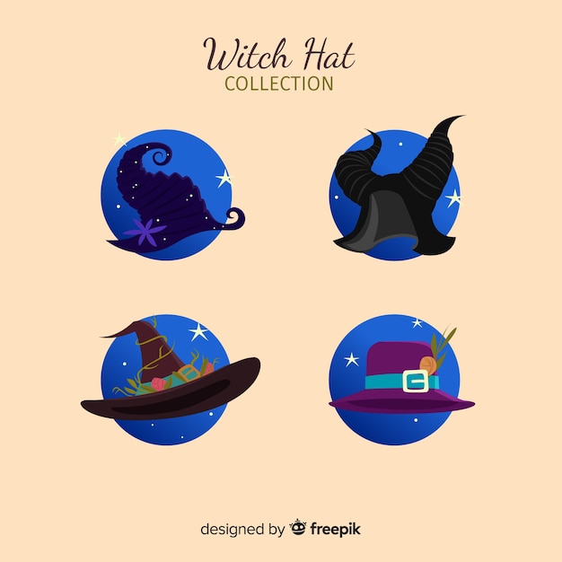 Colección de gorros de brujas de halloween